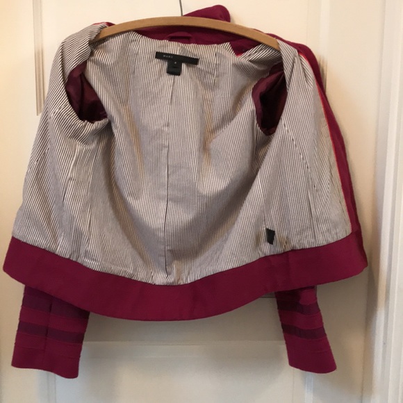 Marc Jacobs Sz 4 jacket raspberry magenta wool button snaps striped sleeves - Picture 12 of 14